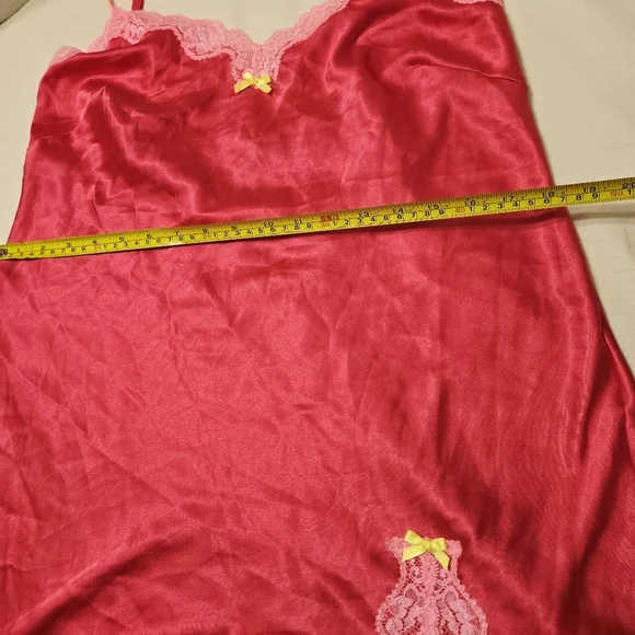 Vintage Victoria's Secret Babydoll Sleep Fuchsia Sz L Nightgown Satin Feel Gift - Picture 5 of 8
